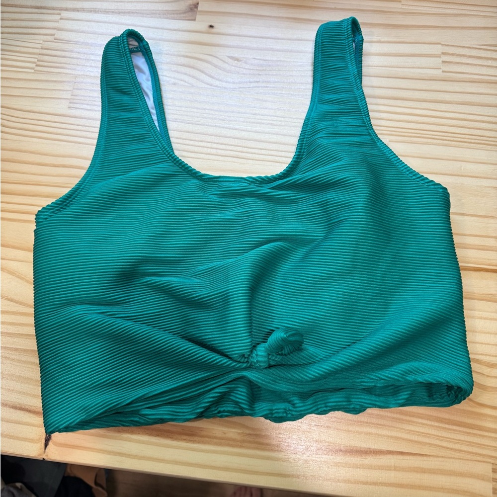 Coral Reef Green Ribbed Swim Top size Large